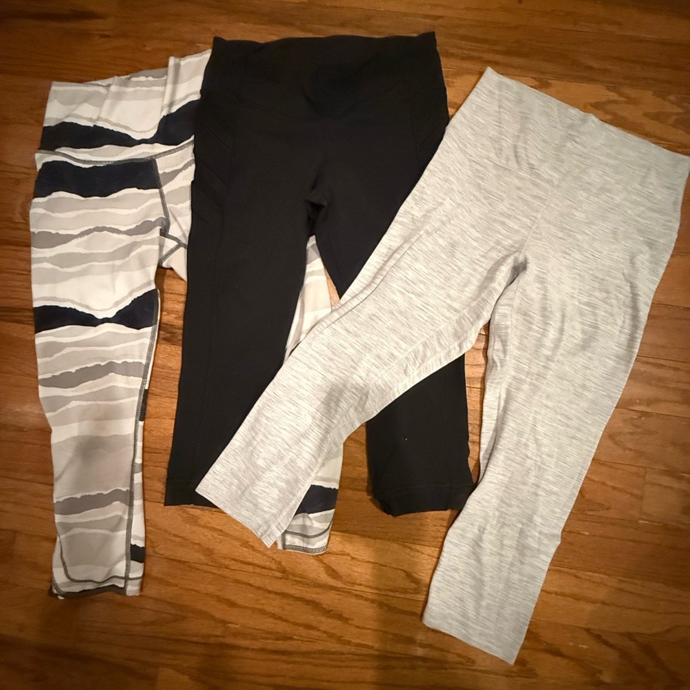 lululemon athletica Capris - Black, Gray, and Patterned- 3 pair